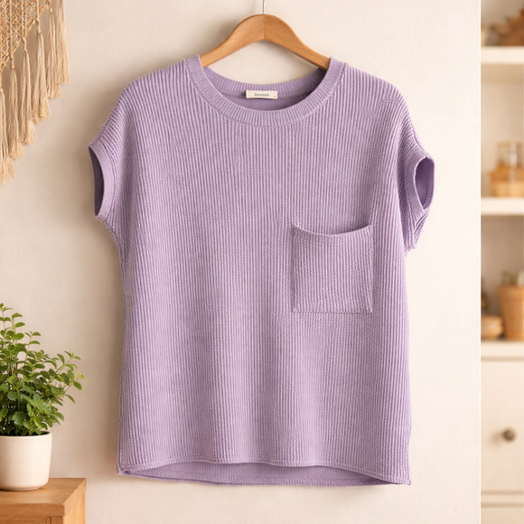 Les Amis Tops - 0146 NWOT les amis Size Small Purple Ribbed Sleeveless Shirt